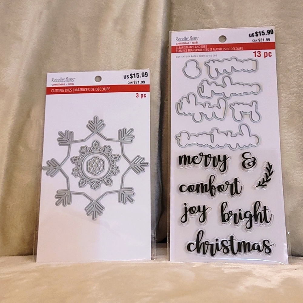 Recollections Christmas Noel Holiday Sentiments Clear Stamps & Dies Collection